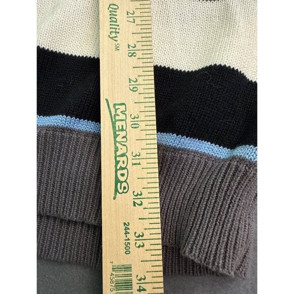 Mens 3XL Striped Pullover Sweater V-Neck Black/Gray/White 100% Cotton Casual Kni - Picture 6 of 7